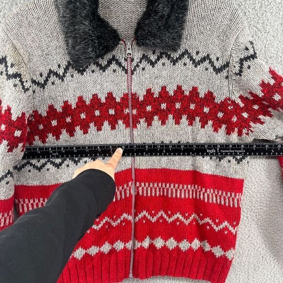 Vintage Marsh Landing Sweater Ramie Wool Knit Blend Holiday Faux Fur Collar - Picture 5 of 13